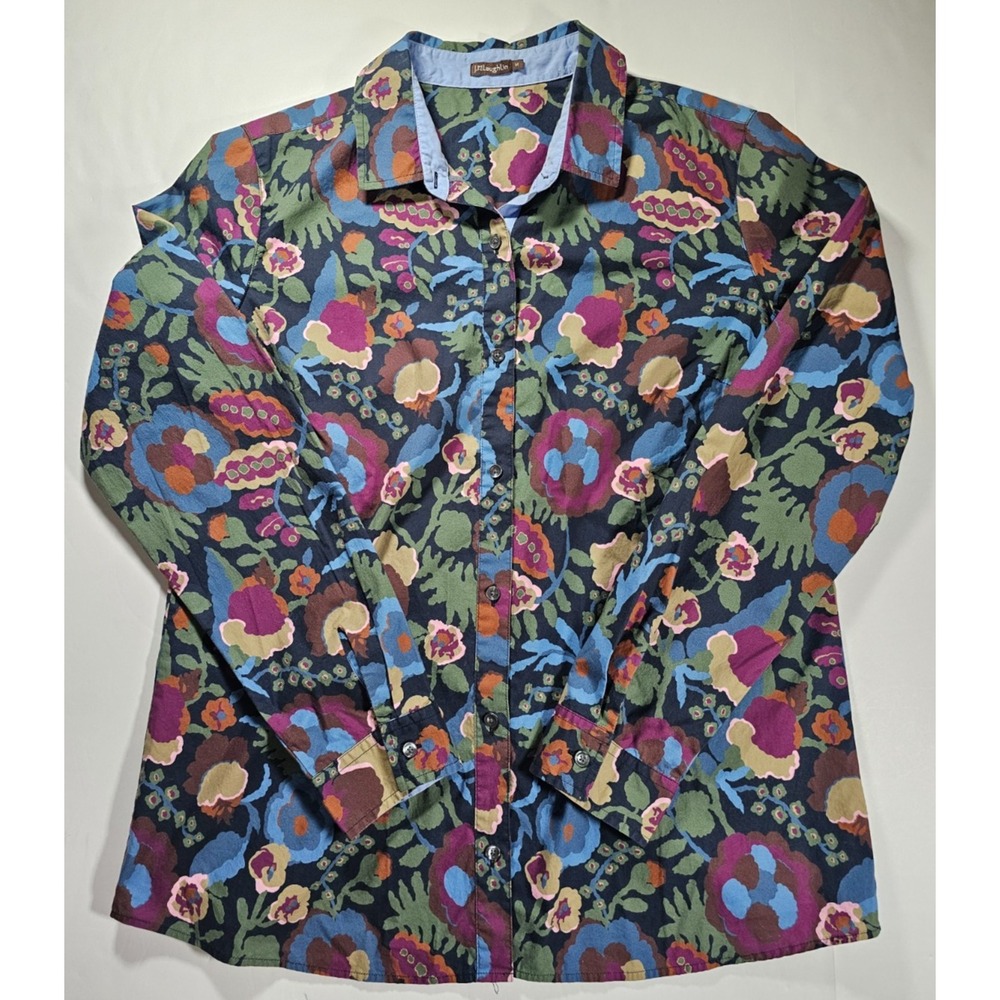 J McLaughlin Sz M Women's Floral Chic Feminine Preppy Workcore Long Sleeve Shirt